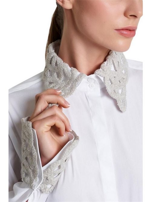 camicia donna dettagli macramè bianca Camicetta Snob | 595-31412108